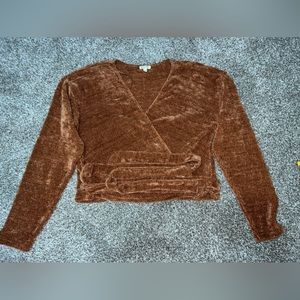 orange cropped sweater in size large in size large